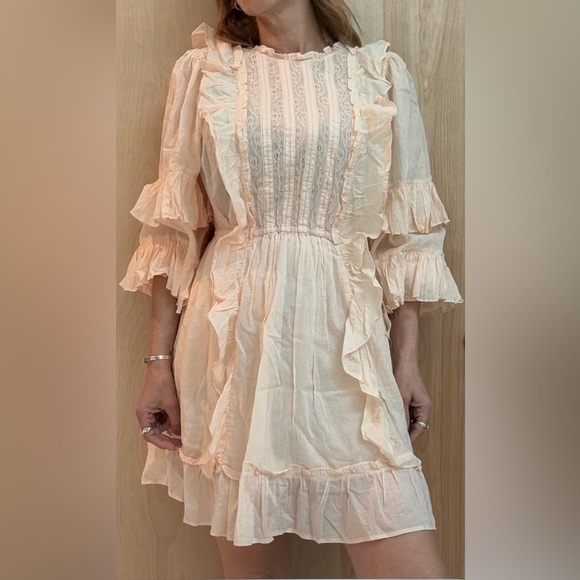 NWT Happy x Nature Ruffled Peach Dress Size S (feminine summer spring) - Picture 4 of 12